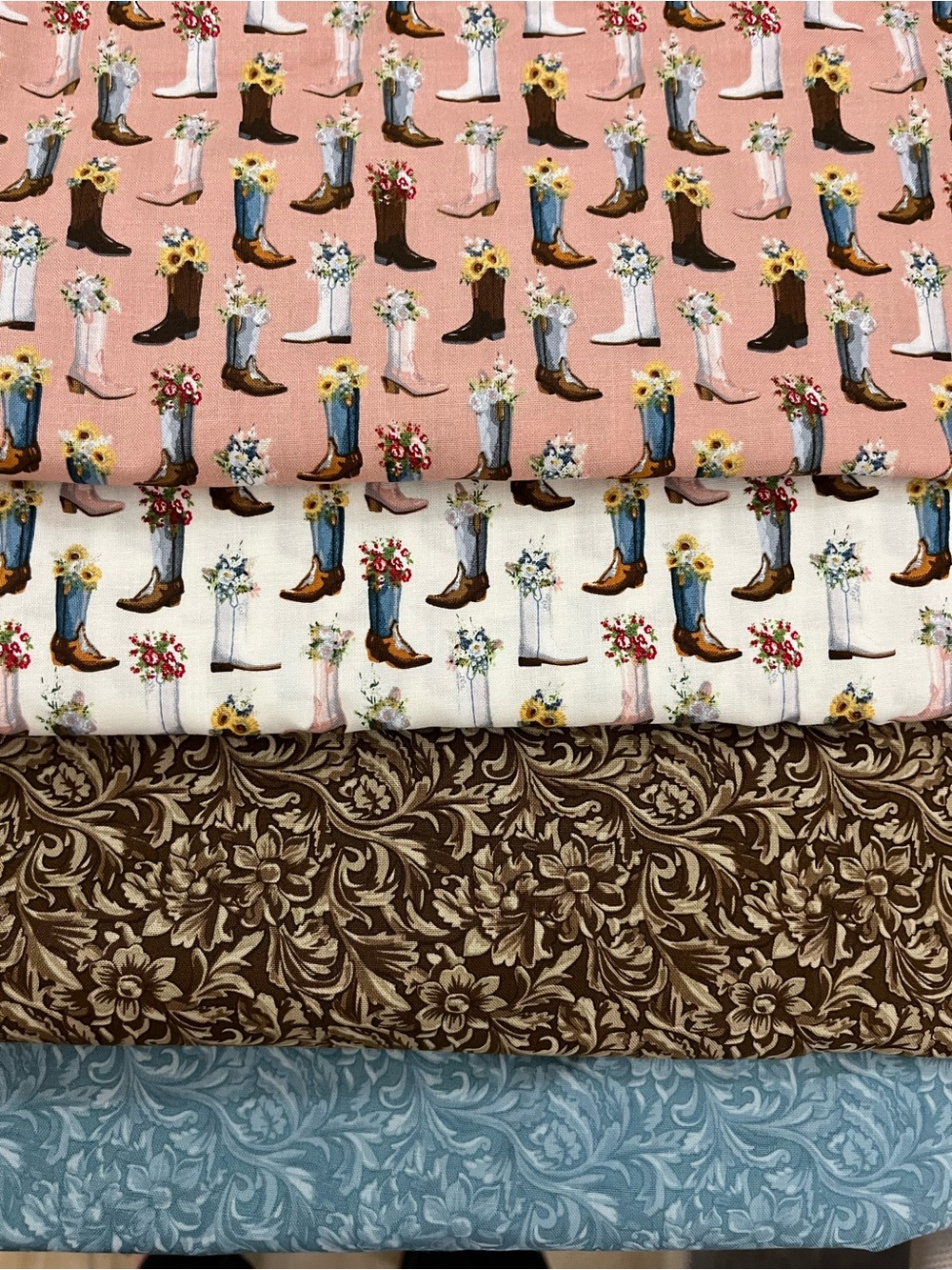 Cowgirl by Riley Blake. 4 yards. One yard of each pattern. Cotton Fabric New